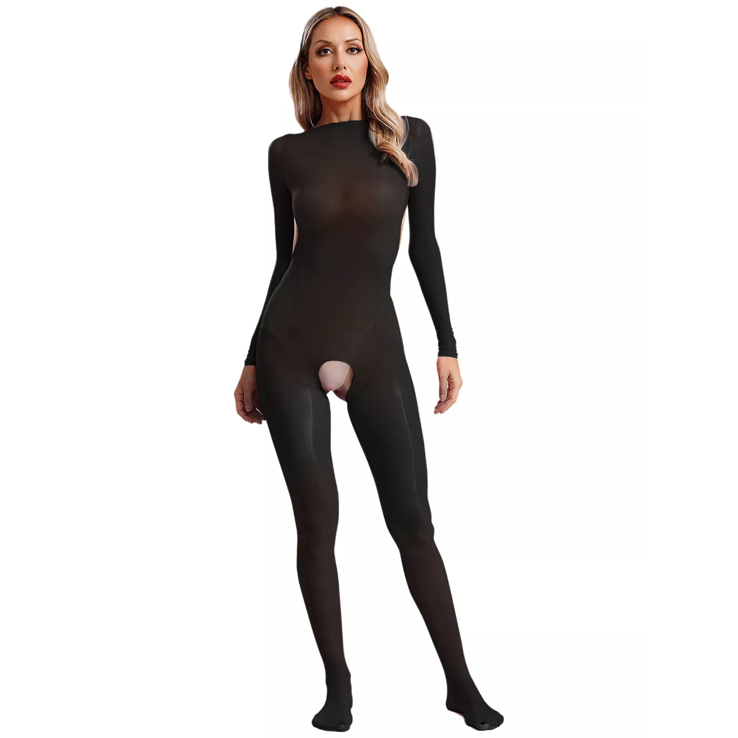 Sexy shiny stockings bodysuit