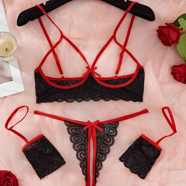Tempting no-take-off crotchless suit