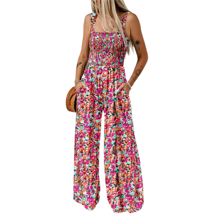 Boho Printed Spaghetti Strap Jumpsuit