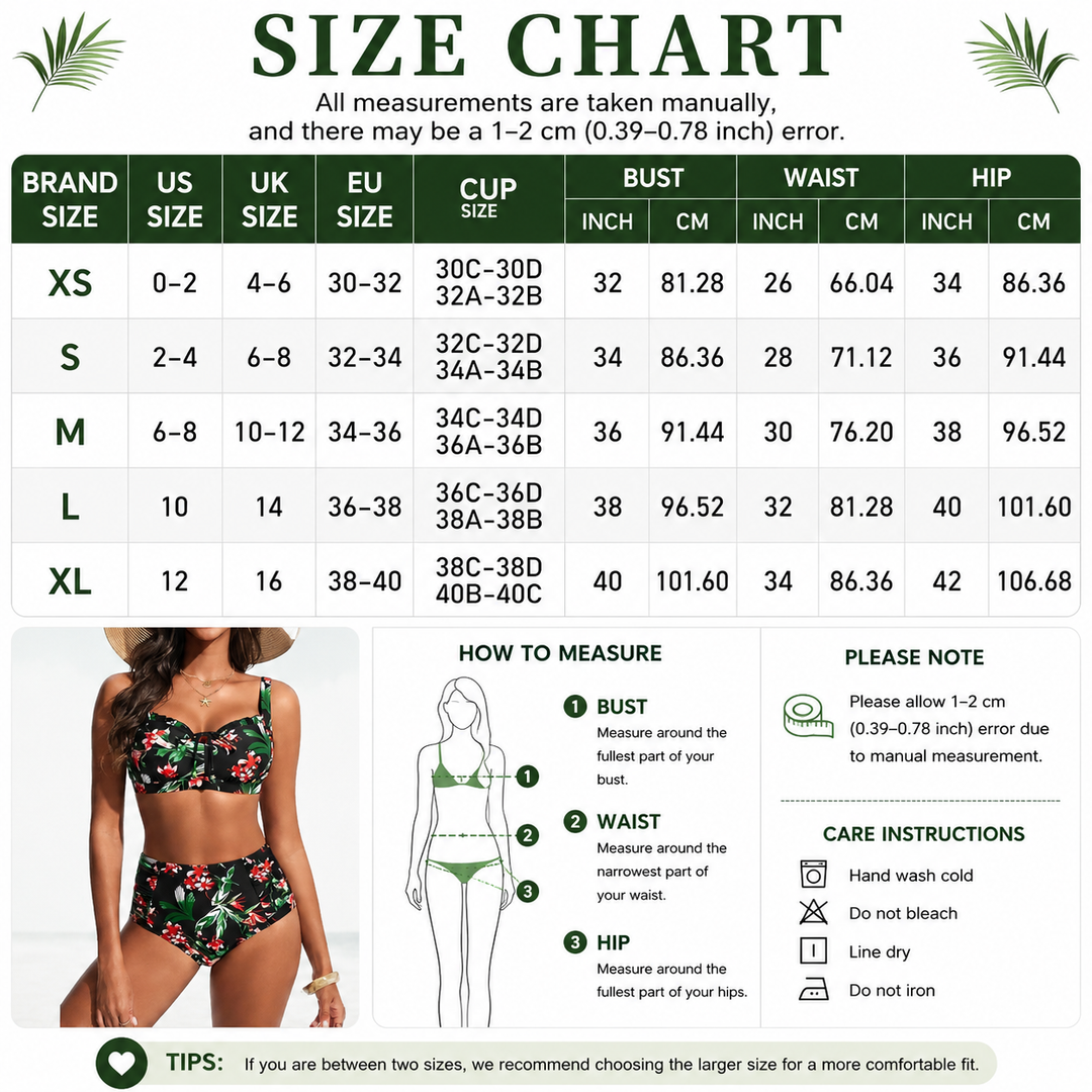 Tropical Floral High-Waisted Bikini Set