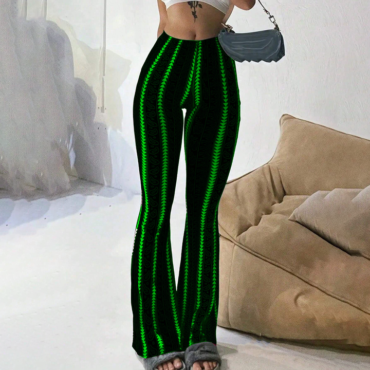 Bohemian-style printed high-elasticity flared leggings