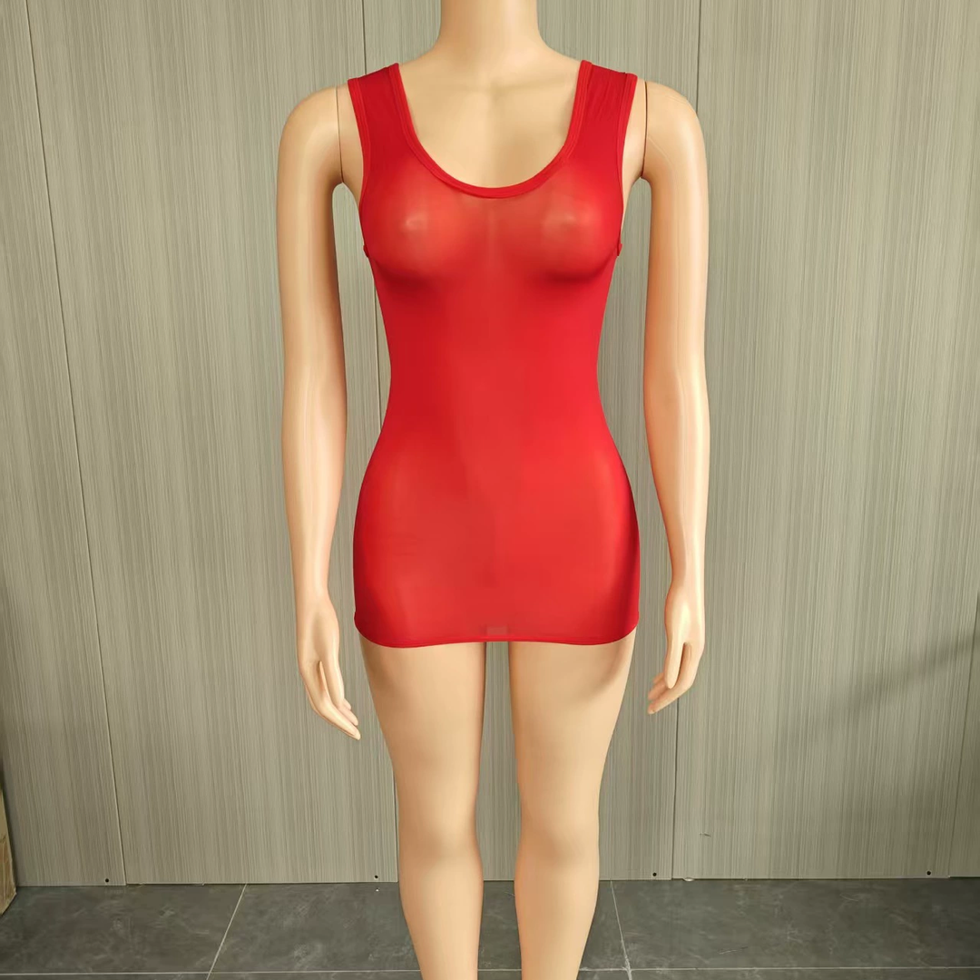 Women’s Glossy Bodycon Mini Dress – Sleeveless