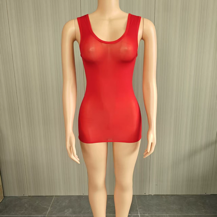 Women’s Glossy Bodycon Mini Dress – Sleeveless