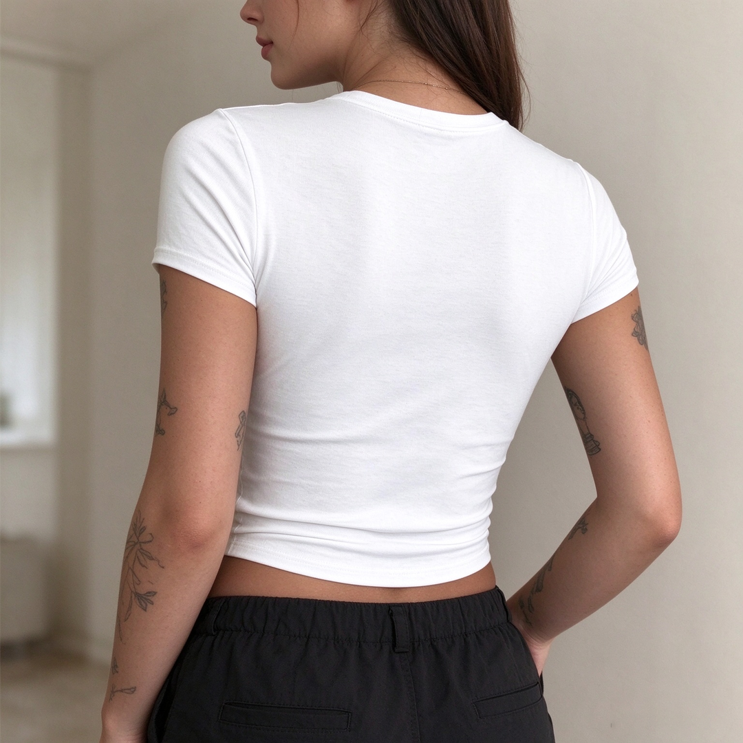 Women’s Letter Print Crop Top – Slim Fit