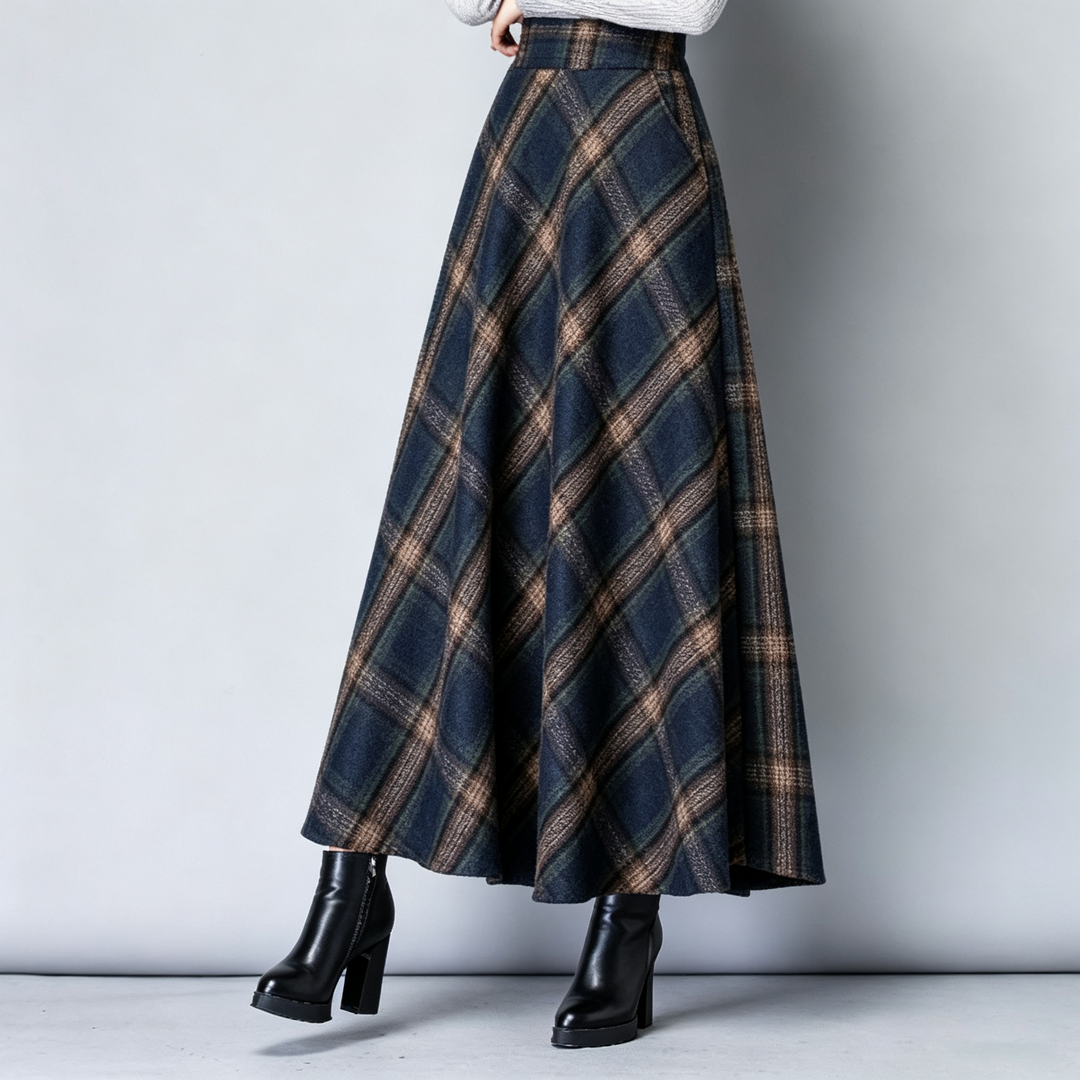 Women’s High-Waisted Plaid A-Line Skirt