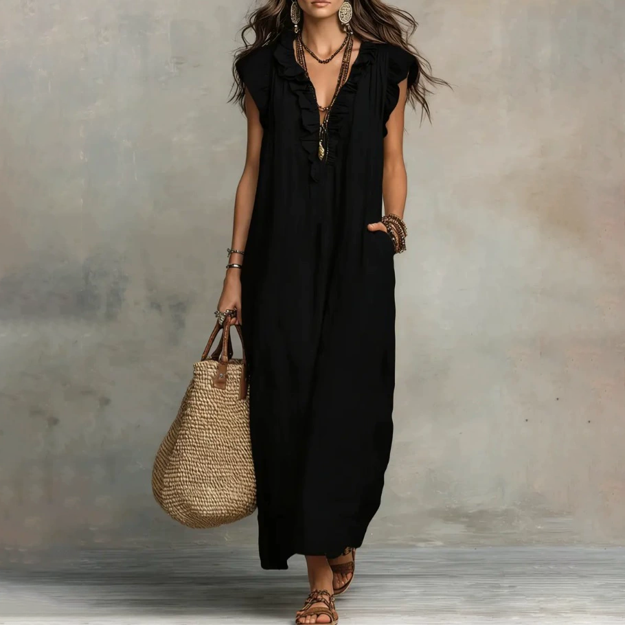 Bohemian V-Neck Sleeveless Maxi Dress