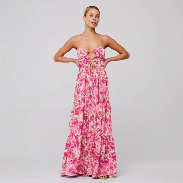 Bohemian style beach tie maxi dress