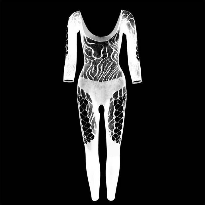 Women’s Sheer Lace Bodystocking – Long Sleeve Cutout Design