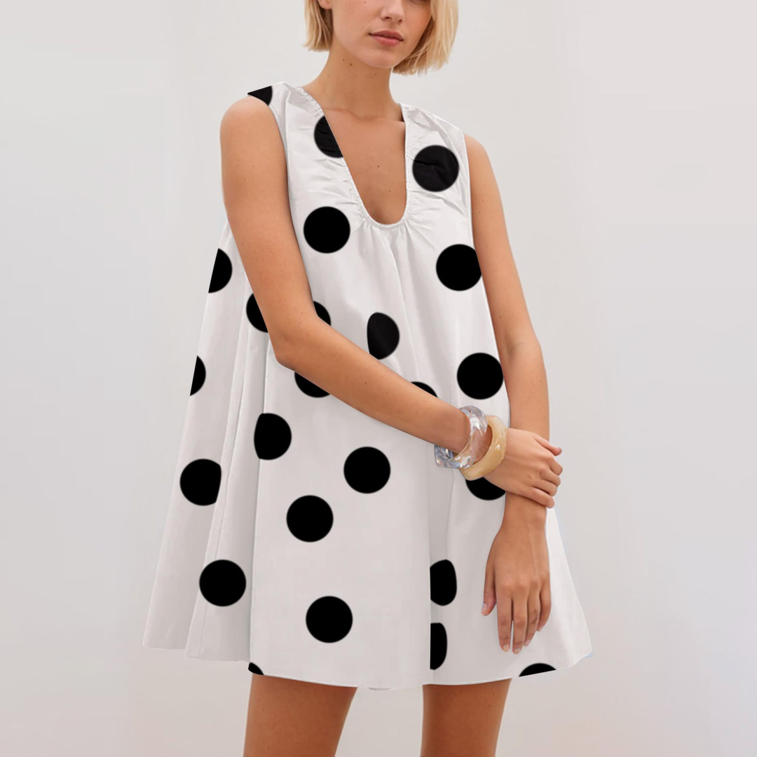 Sleeveless U-Neck Mini Dress with Pockets