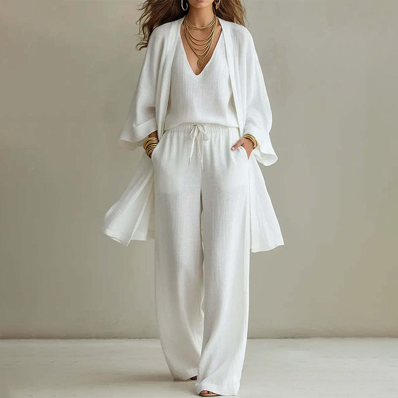 Elegant 3-Piece Resort Wide Leg Pants Set