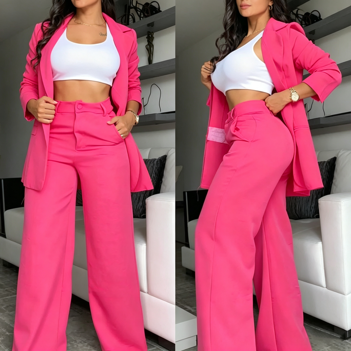 Chic Blazer &amp; Wide-Leg Pants Set