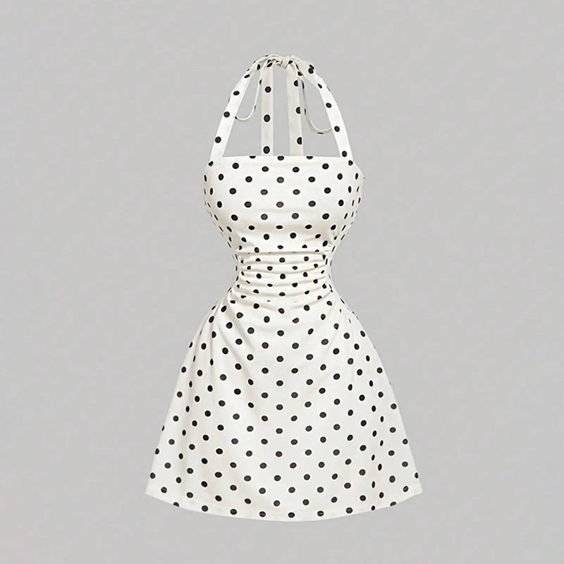 French Inspired Polka Dot Summer Mini Dress
