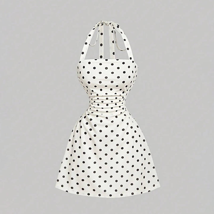 French Inspired Polka Dot Summer Mini Dress