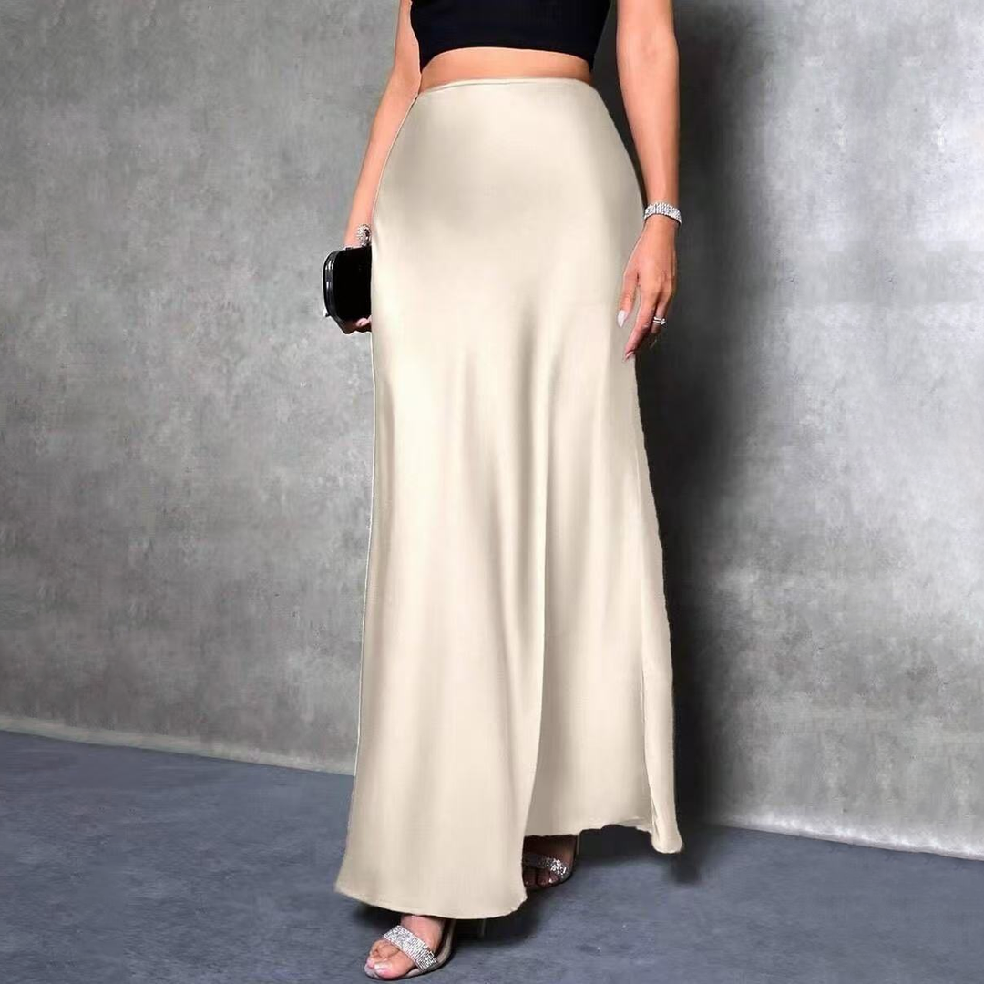 Elegant satin midi skirt