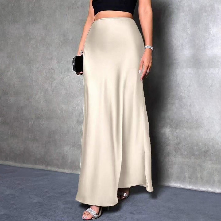 Elegant satin midi skirt