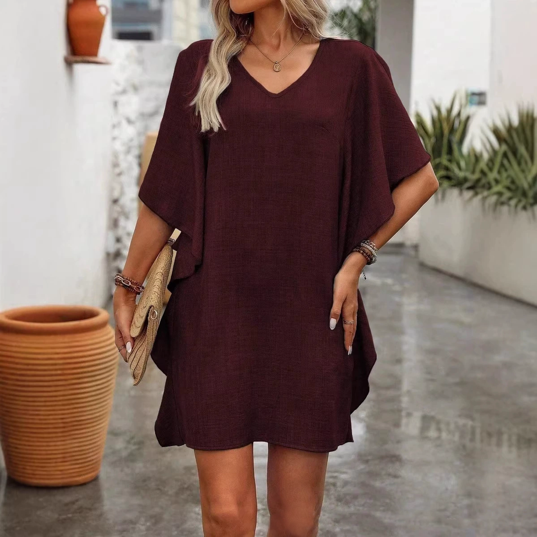 Minimalist Relaxed V-Neck Tunic Dress