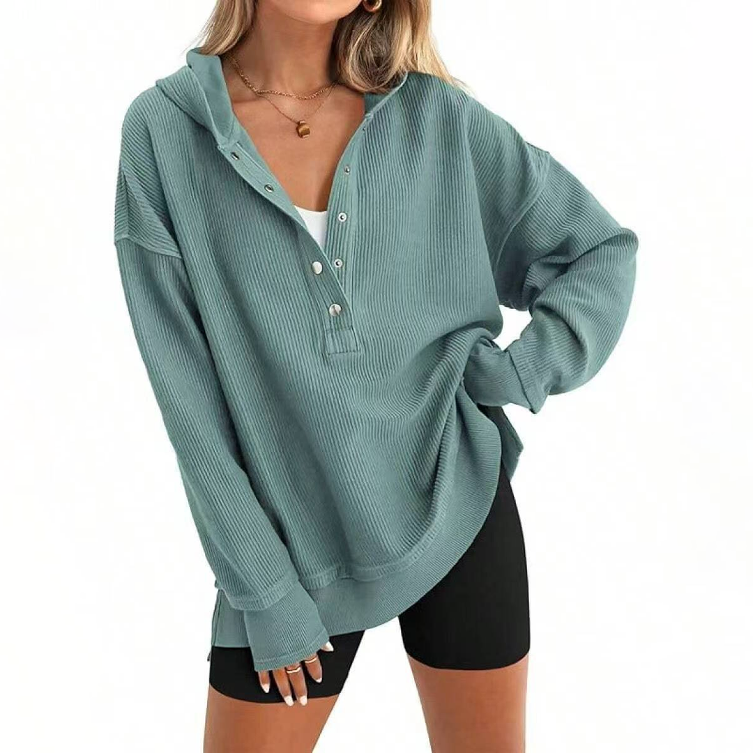 American-style hooded knit loose raglan sleeve sweatshirt