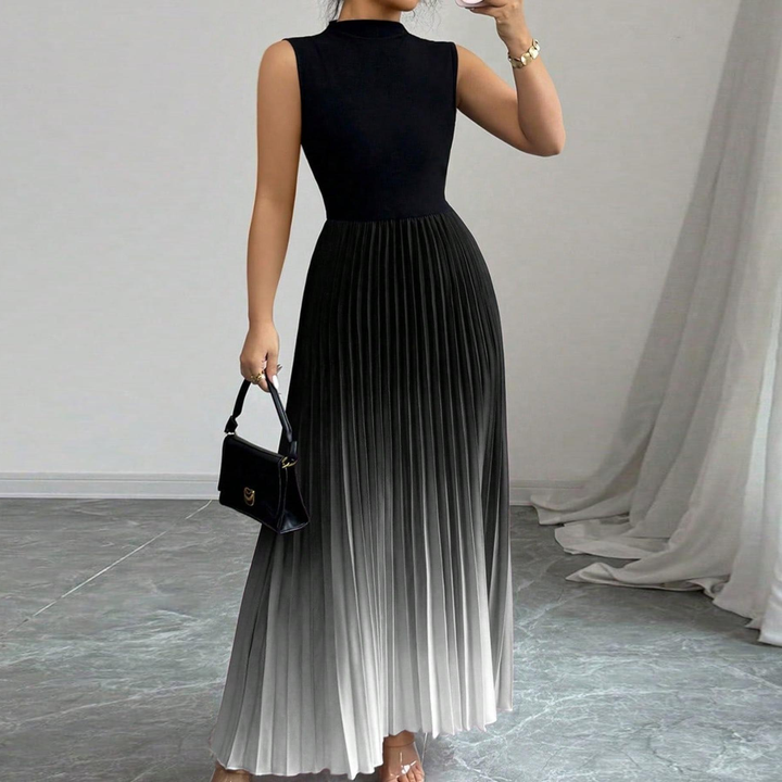 Gradient Pleated Sleeveless Maxi Dress