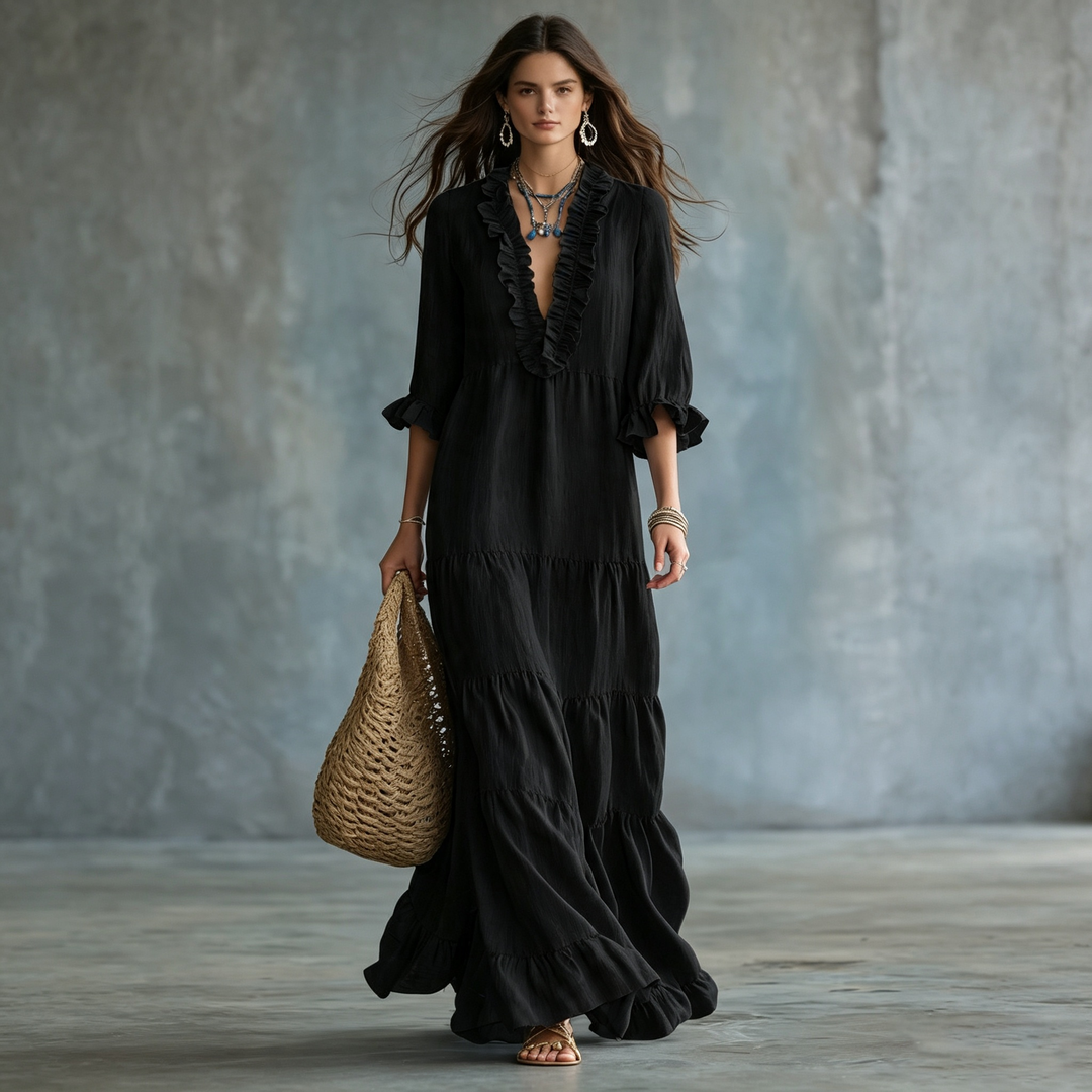 Boho Tiered Ruffle Maxi Dress