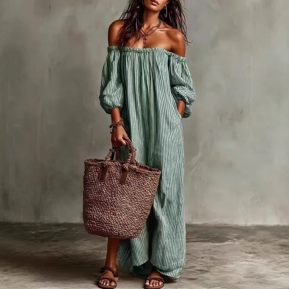 Effortless Boho Off-the-Shoulder Maxi Dress