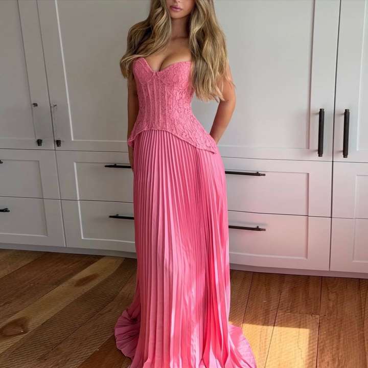 Elegant Halter Pleated Maxi Dress