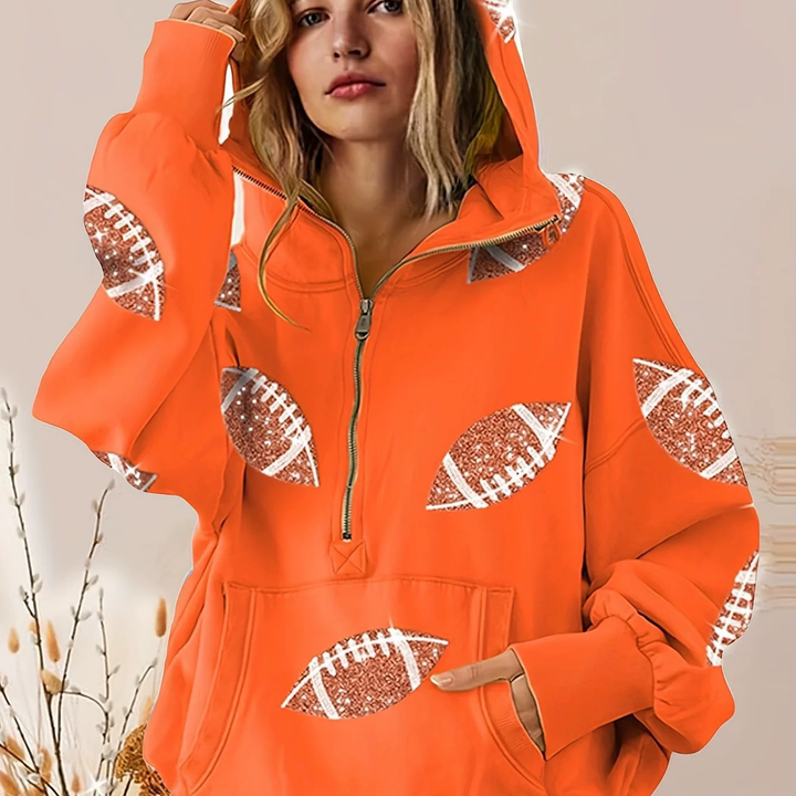Graphic Half Zip Oversized Hoodie
