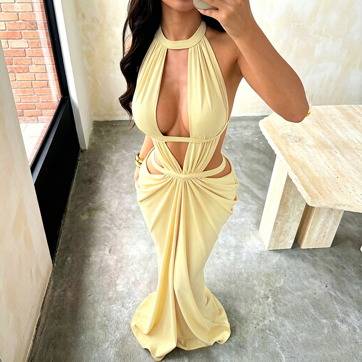 Women’s Halter Neck Cutout Maxi Dress