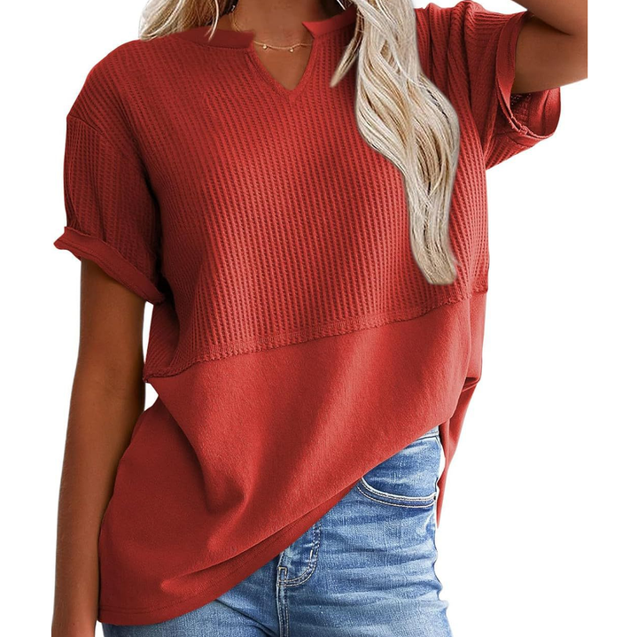 Soft Knit V-Neck Short Sleeve Top