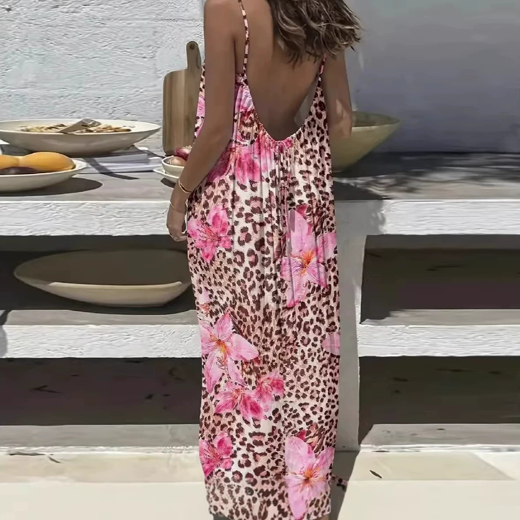 Plus-size backless halter dress
