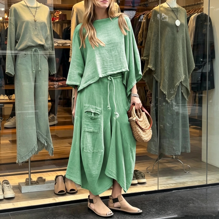 elaxed Top &amp; Skirt Set