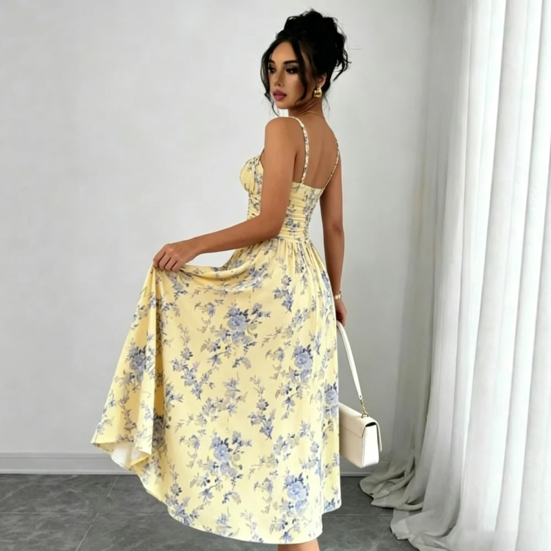 Floral Sweetheart Neck Maxi Dress