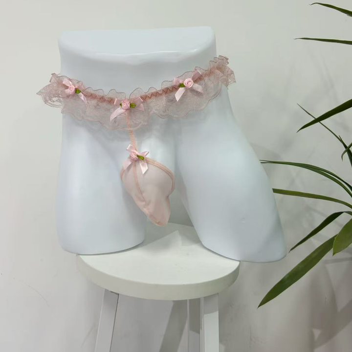 Men’s Lace Thong – Sheer Floral Detail