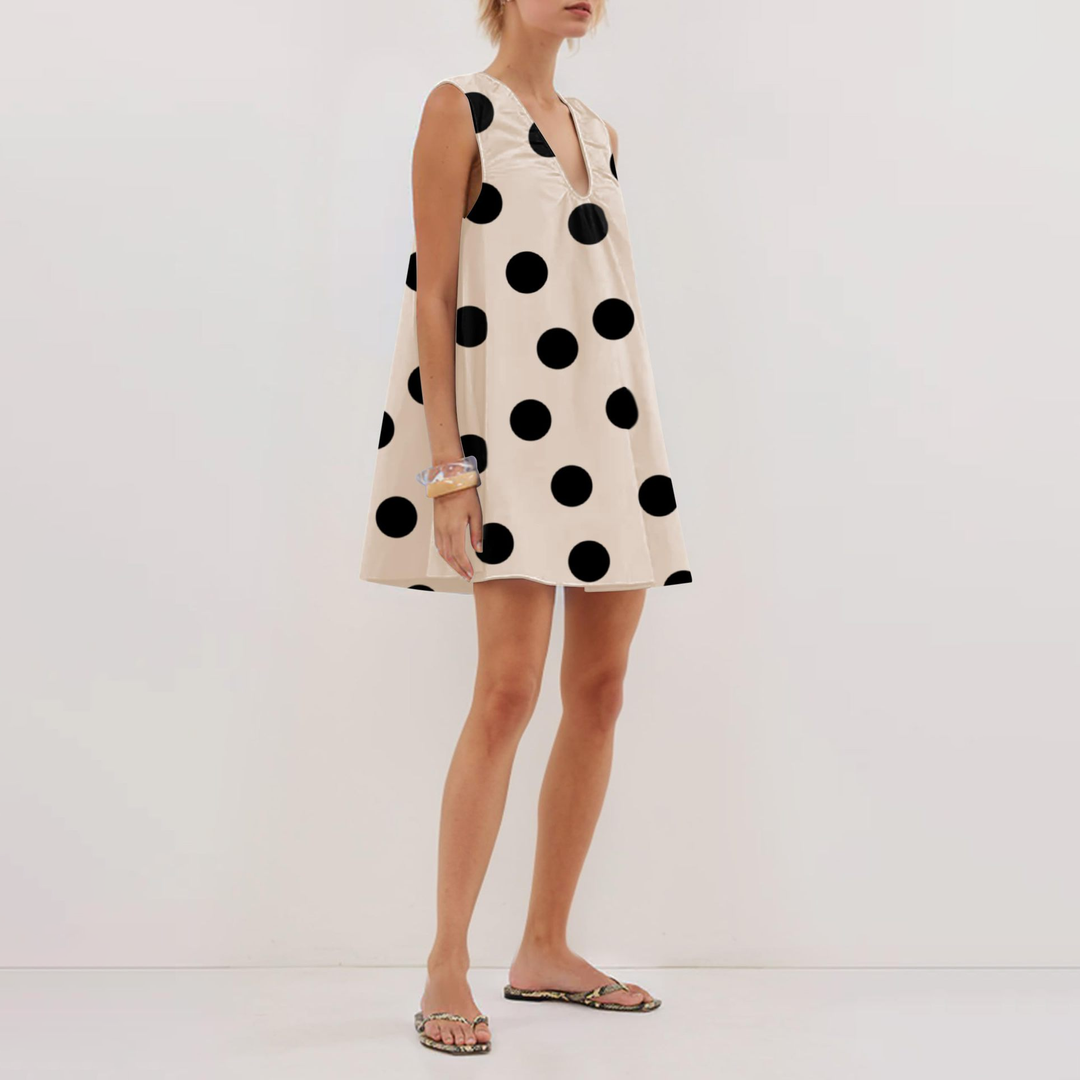 Sleeveless U-Neck Mini Dress with Pockets