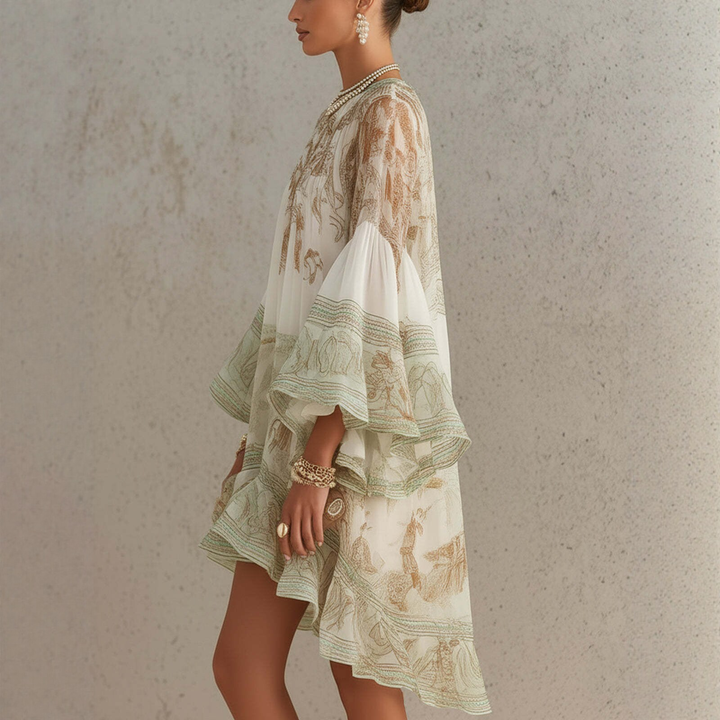 Elegant Boho Ruffle Maxi Dress