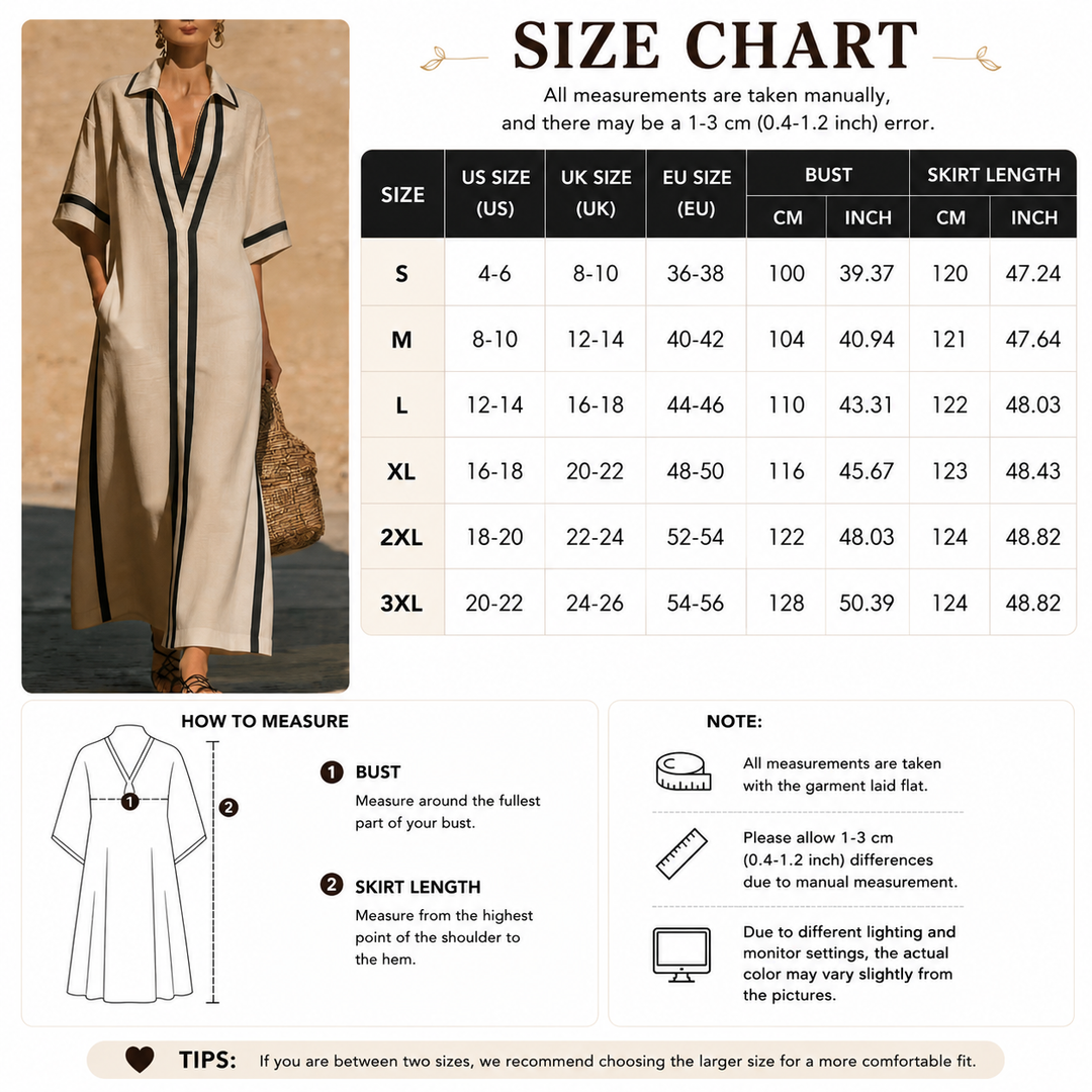 Contrast Trim Collared Maxi Dress