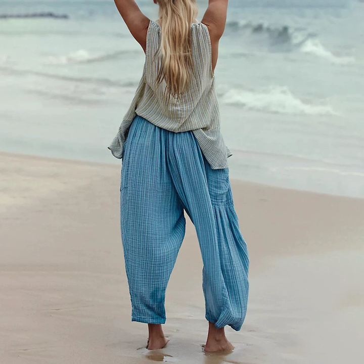 Relaxed Striped Cropped Straight Leg Pants