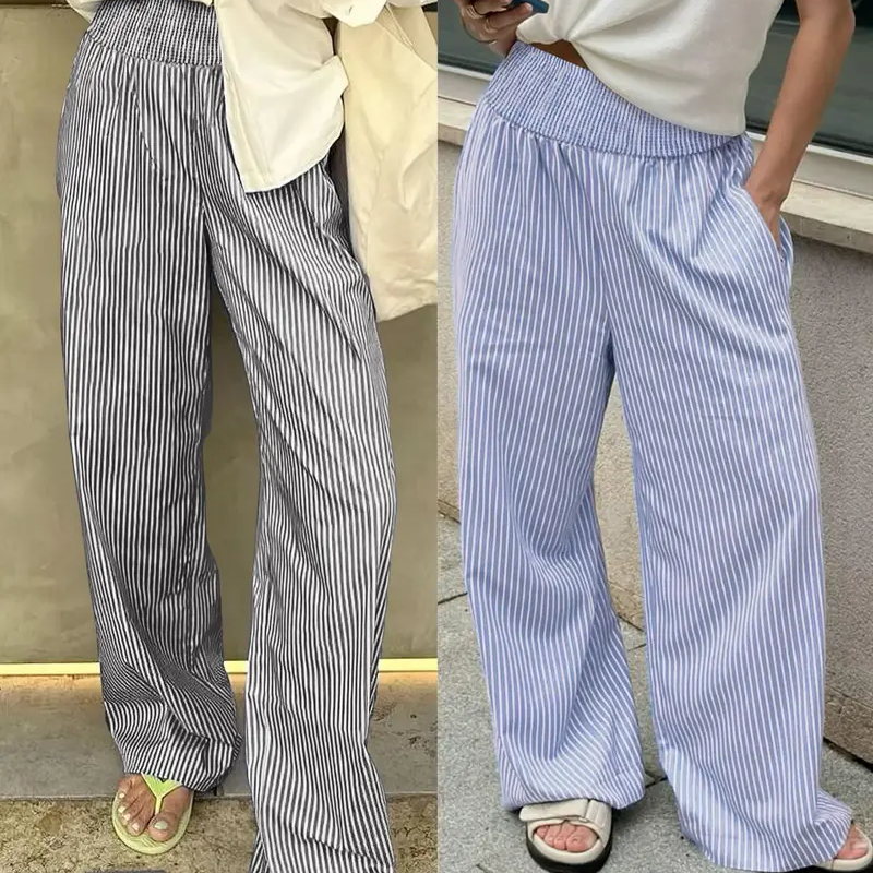 High-Waisted Striped Wide Leg Lounge Pants