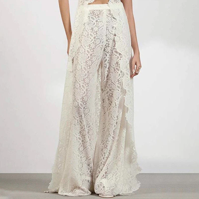 Elegant Floral Lace Wide Leg Jumpsuit