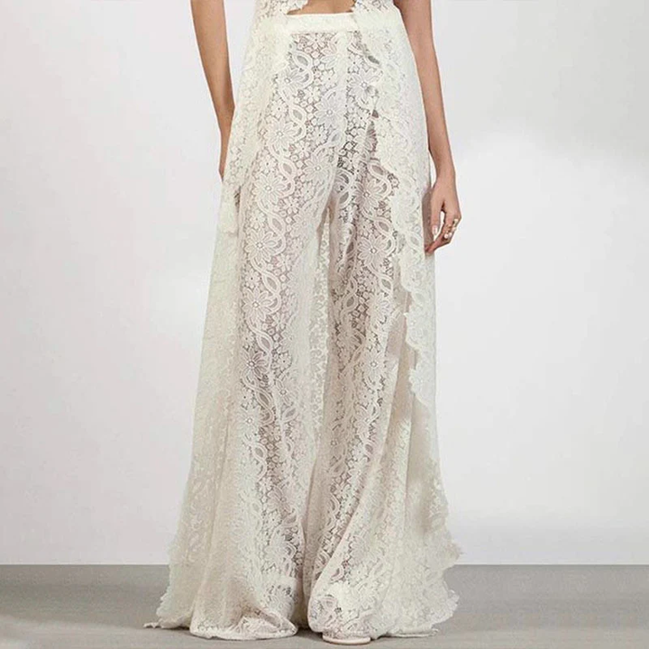 Elegant Floral Lace Wide Leg Jumpsuit