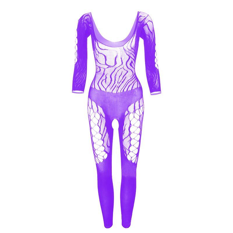 Women’s Sheer Lace Bodystocking – Long Sleeve Cutout Design