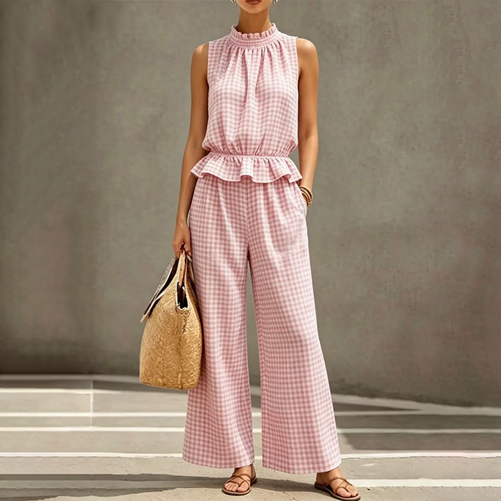 Elegant Sleeveless Straight Leg Pants Set