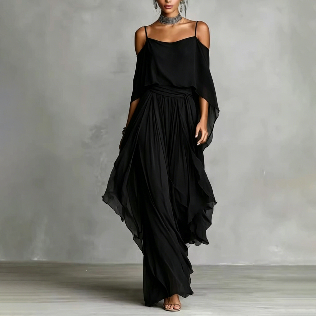 Elegant Off-Shoulder Chiffon Resort Jumpsuit