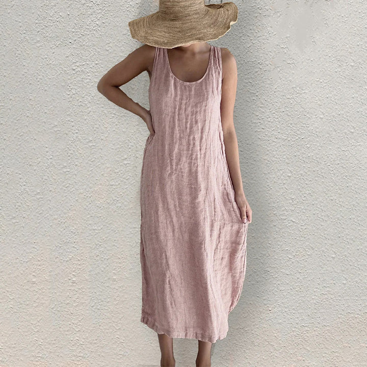 Linen Blend Sleeveless Shift Dress