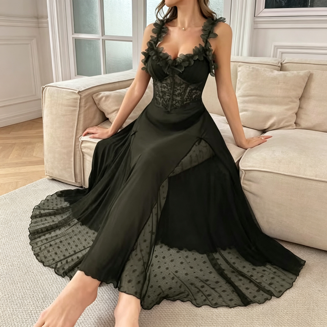 Women’s Sheer Lace Maxi Slip Dress