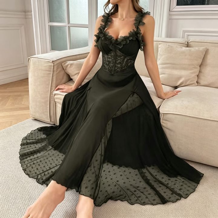 Women’s Sheer Lace Maxi Slip Dress
