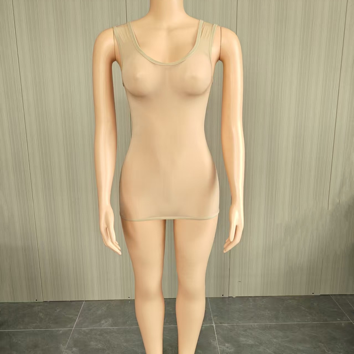 Women’s Glossy Bodycon Mini Dress – Sleeveless