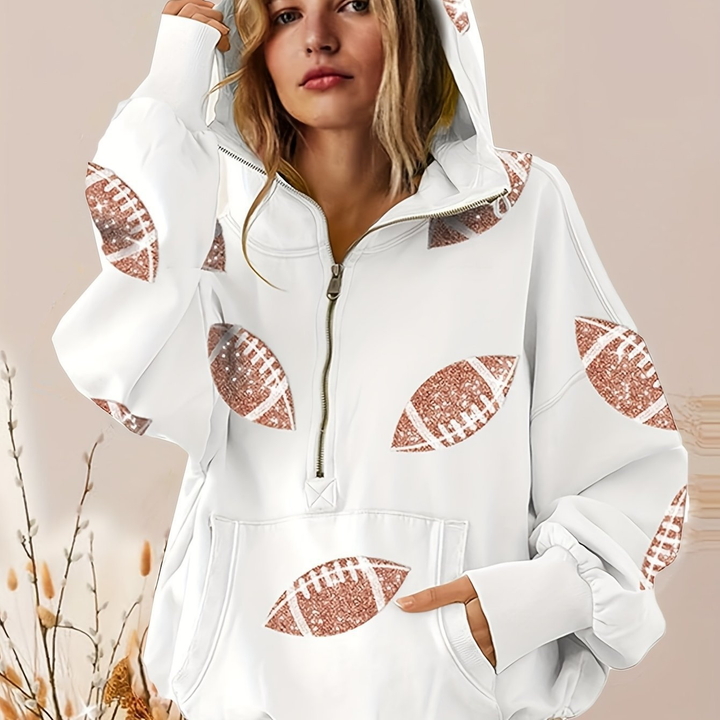 Graphic Half Zip Oversized Hoodie