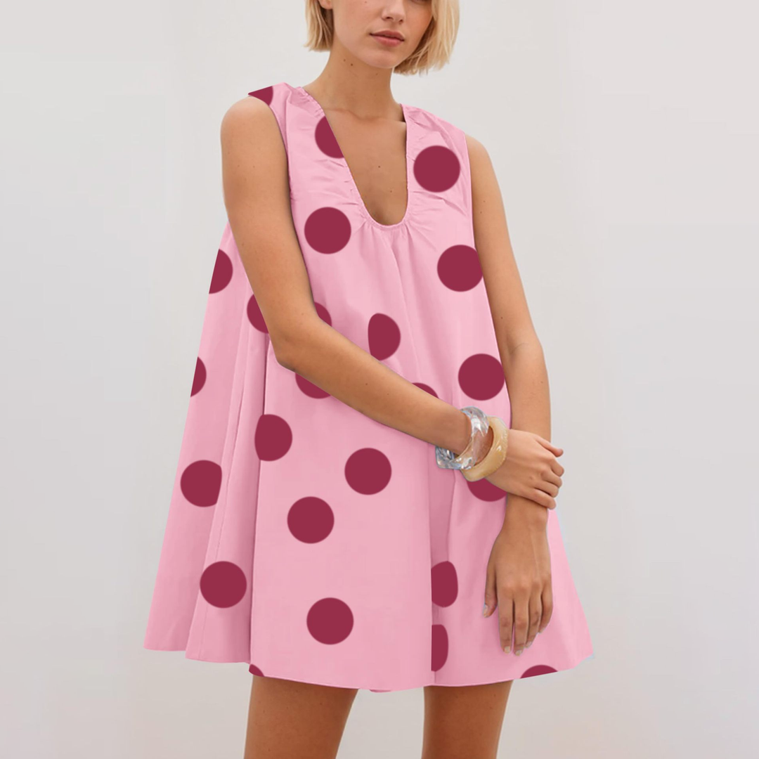 Sleeveless U-Neck Mini Dress with Pockets