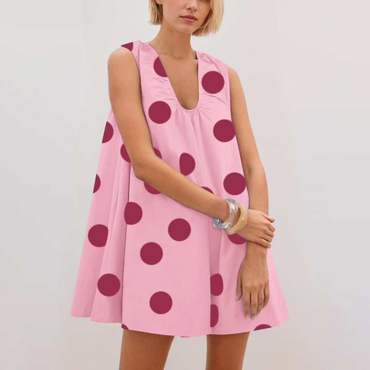 Sleeveless U-Neck Mini Dress with Pockets