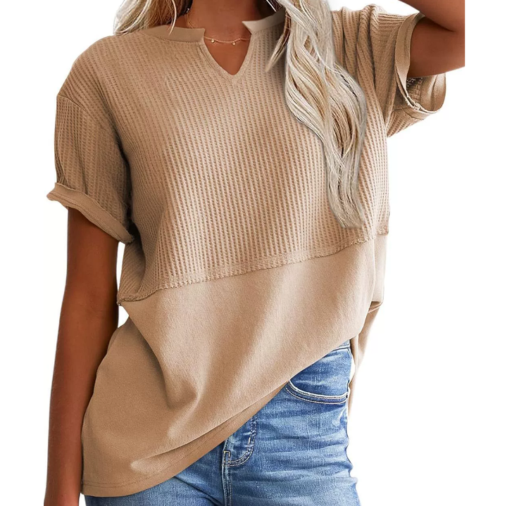 Soft Knit V-Neck Short Sleeve Top